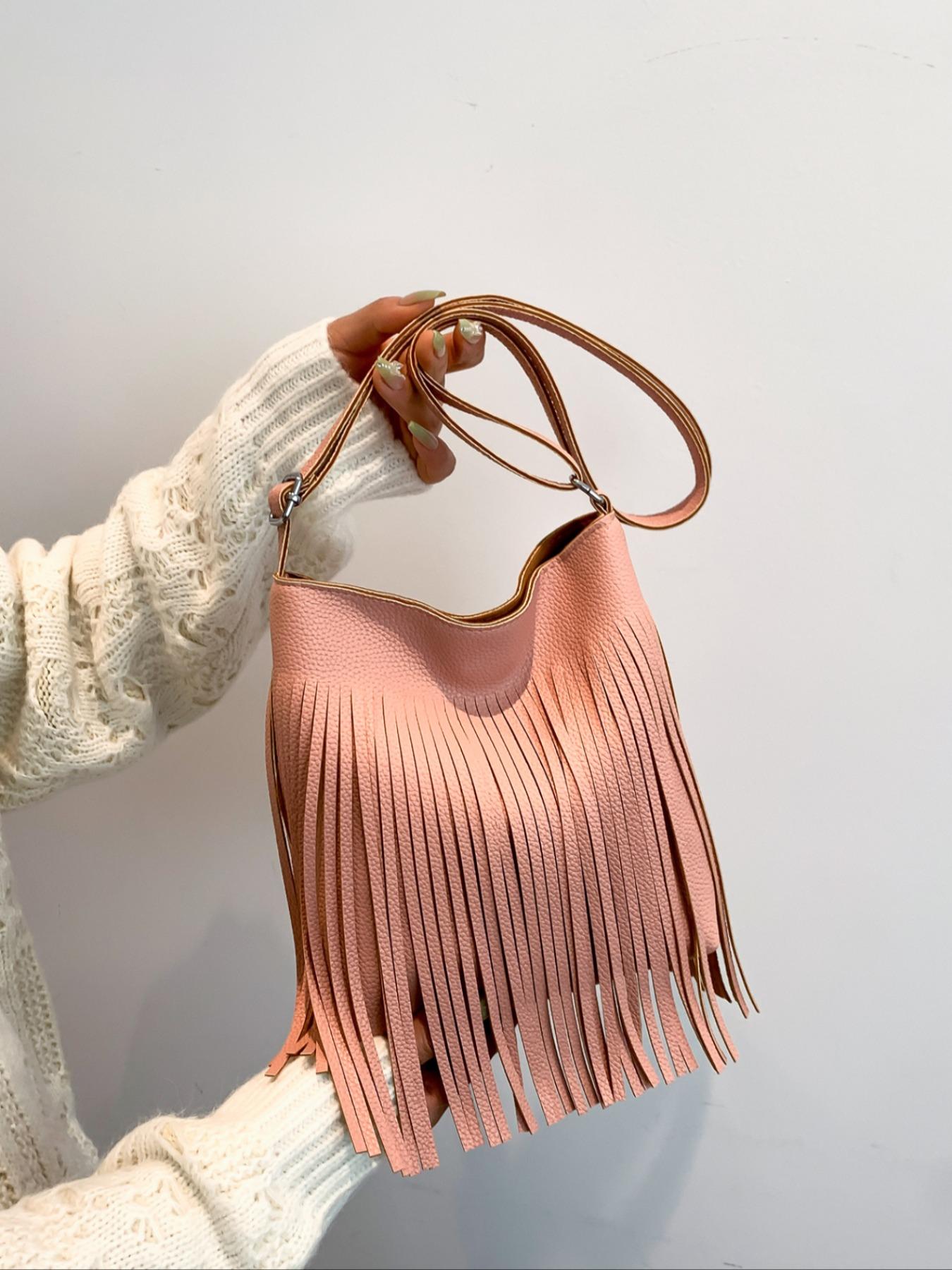 Women's Boho Tassel Decorated Crossbody Bag, Bohemian Pu Leather Shoulder Bag for Daily Used, Casual Trendy Versatile High-quality Daily Commuting Bag, Bags Crossbody, Purse Women, Girl Fashionable Shopping Bag, Summer Hobo, Boho Style Crossbody