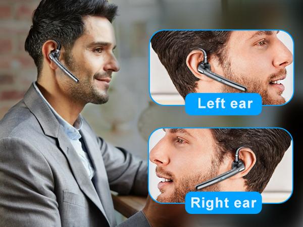 ONE LIFE TECH G7 Single-Ear Bluetooth Headset V5.3 with 500mAh Charging Case Noise-Canceling Mic Hands-Free for Office Driving Business Black Audio Earbud