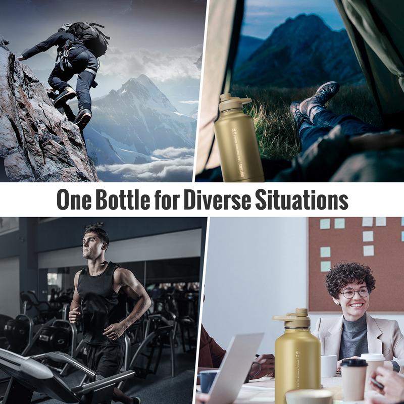 OneTigris 64oz Portable Cold & Hot Stainless Steel water bottle with Straw – Reusable Drinkware, Washable Tumbler, Perfect Gift for Dad & Mom