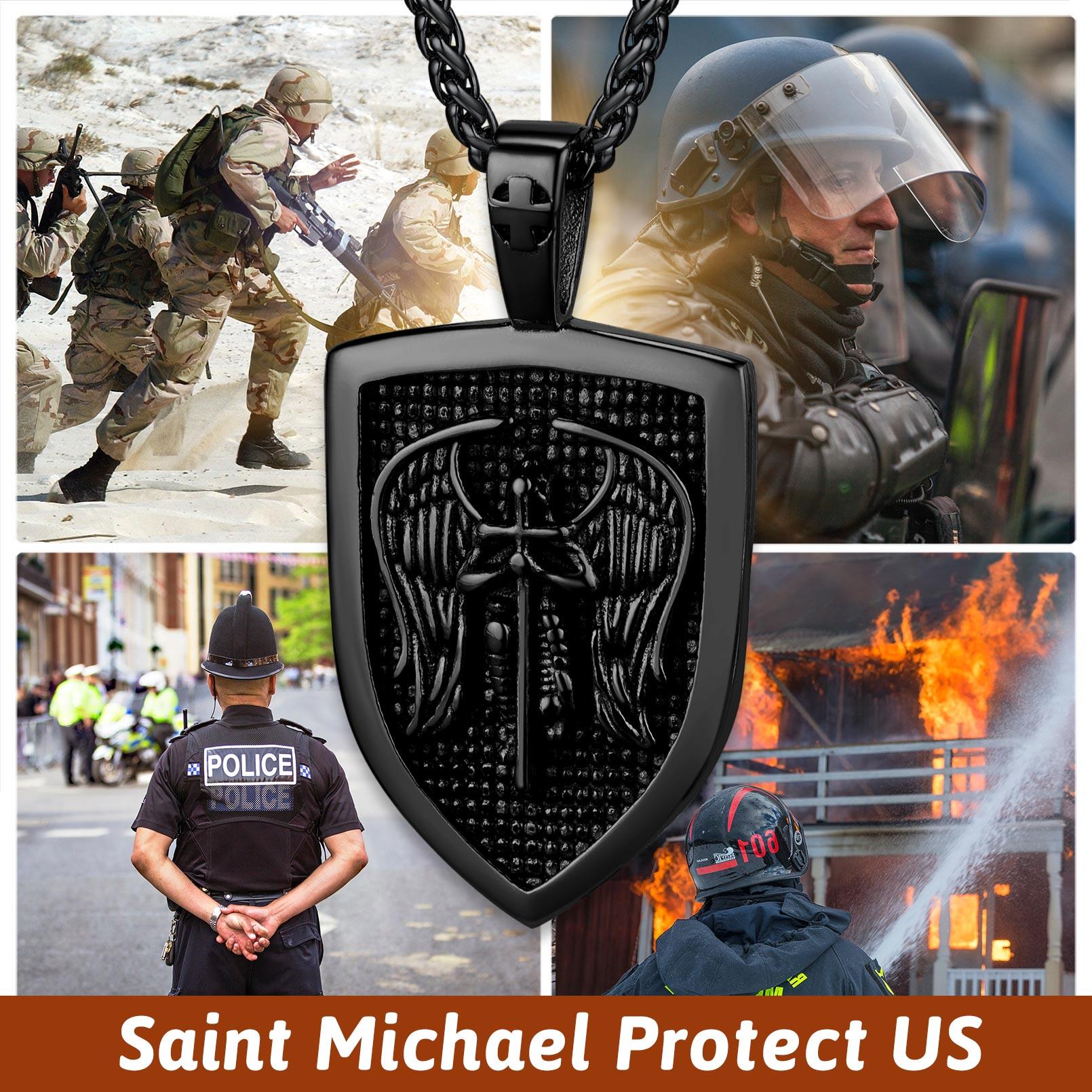 FaithHeart Shield Archangel St. Michael Protection Necklace Stainless Steel Perfect Gift FaithHeart Shield Archangel St. Michael Protection Necklace Stainless Steel Perfect Gift