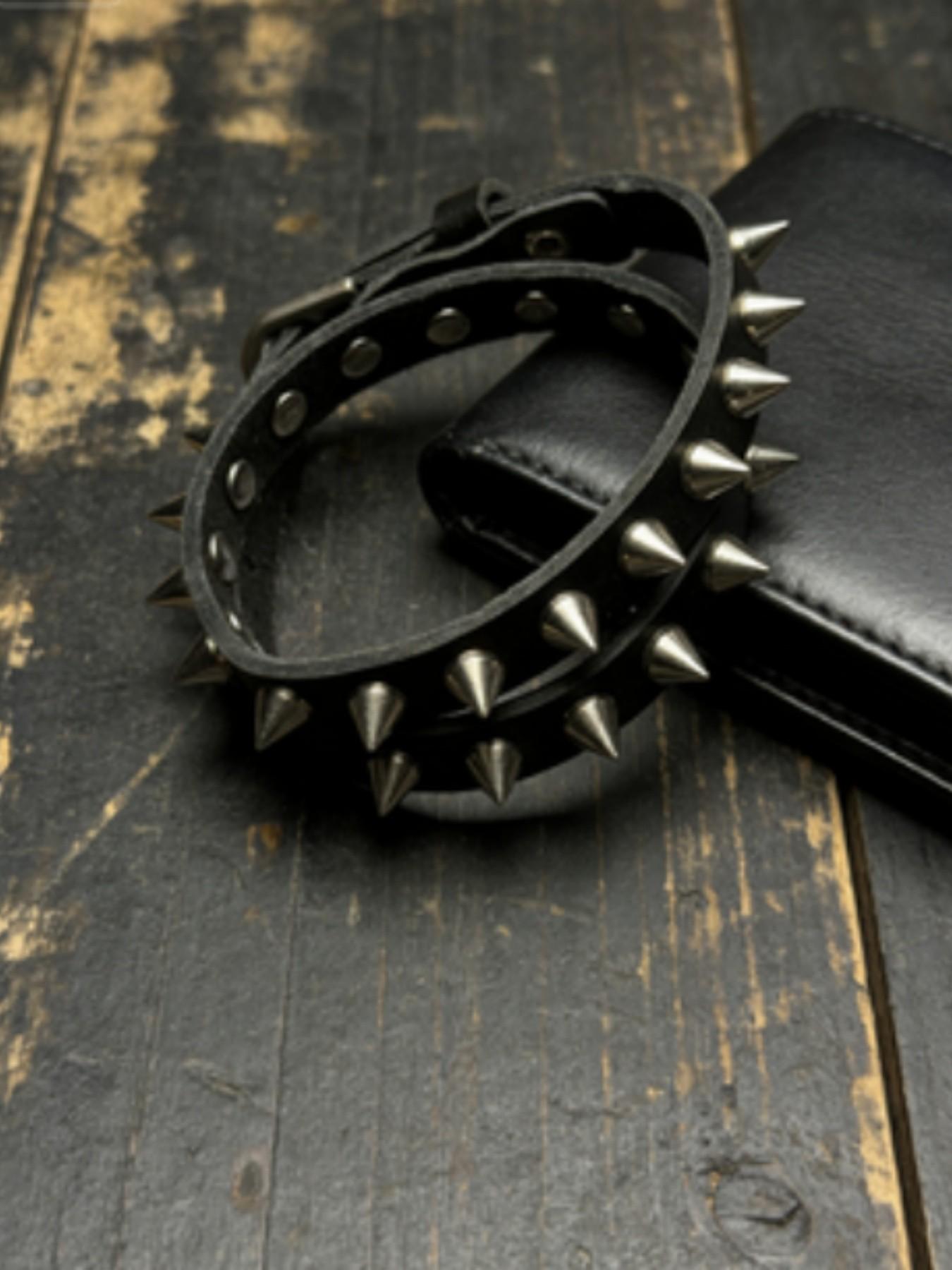 Punk Spike Leather Wrap Bracelet for Men Women –Studded Cuff with Irregular Wrap Design, Vintage Gothic Rock Bangle, Adjustable Black Wristband, Unique Singles Party Gift for Him Her