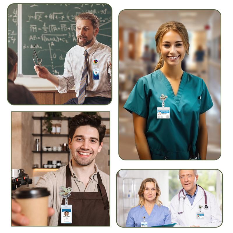 2PCS Funny Turtle Nurse Badge Reel, Cute Work Badge Holder with Retractable Clip, Pediatric Badge Buddy, Nursing Student RN LPN CNA MA Medical Worker Teacher Doctor ID Name Badge Clip Accessories