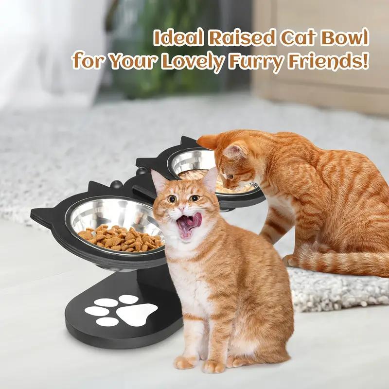 Durable Dog and Cat Feeding and Drinking Dish Raised Bowl for Cats Stainless Steel Pet Bowl Set, Dual Bowls for Cats & Dogs