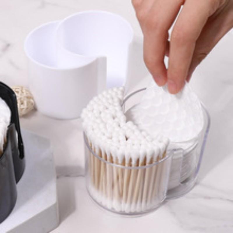 Desktop Cotton Swab Organizer, Two-In-One Makeup Remover Swab Box, Dual Hole Toothpick Holder, Desktop Storage Solution
