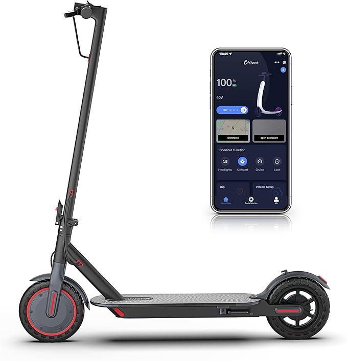 Electric Scooter -19 MPH Max Speed, 8.5''Honeycomb Solid Tires, 350W Motor, 12 Miles Range,Adjustable Speed Foldable Commuter Scooter with Dual Braking System &App Control School Scooters
