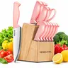HENKELIVING Knife Set, 14-Piece Kitchen Knife Set with Block, Dishwasher Safe, Extremely sharp blade & ergonomic handle, black