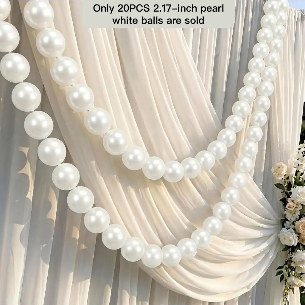 20pcs 2.17Inch Pearl White Ball Wedding Hanging Decoration, Pearl White Ball Hanging Banner for Wedding Engagement Bridal Baby Shower Party Decor, Craft More Sets Longer Effect, Festive Decoration