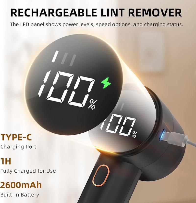 Dealsforyoudays-Lentorgi Fabric Shaver, Lint Remover Rechargeable, Electric Portable Sweater Defuzzer with 3 Speeds, 6 Leaf Blades, Digital LED Display to Remove Pilling for Clothes, Furniture, Sweater, Couch, Blanket Dealsforyoudays-Lentorgi Fabric Shaver, Lint Remover Rechargeable, Electric Portable Sweater Defuzzer with 3 Speeds, 6 Leaf Blades, Digital LED Display to Remove Pilling for Clothes, Furniture, Sweater, Couch, Blanket