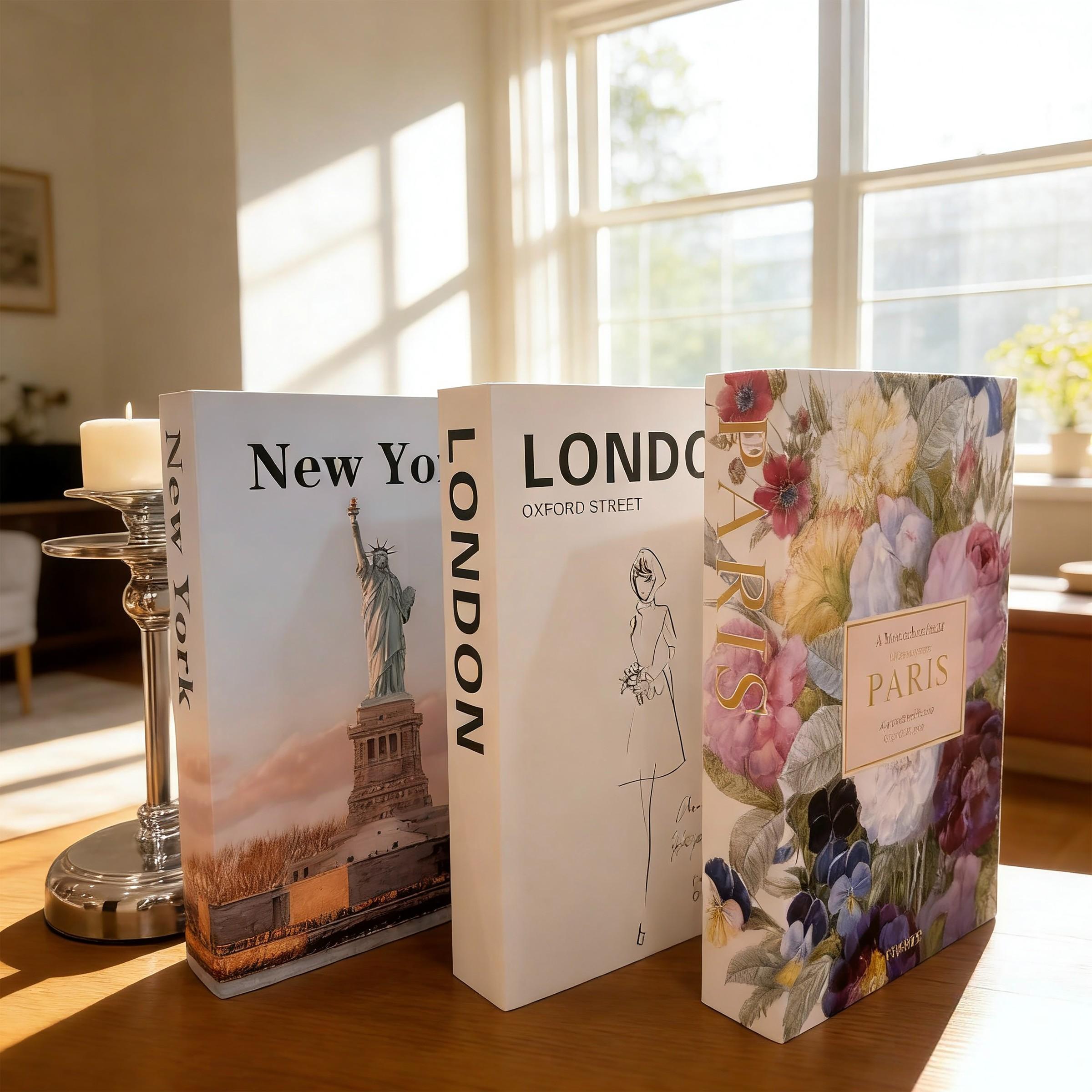 3pcs High-Quality Fake Book Decorations, Modern Minimalist Home Decoration, Creative Living Room Soft Furnishing, Desktop Stackable Book Display