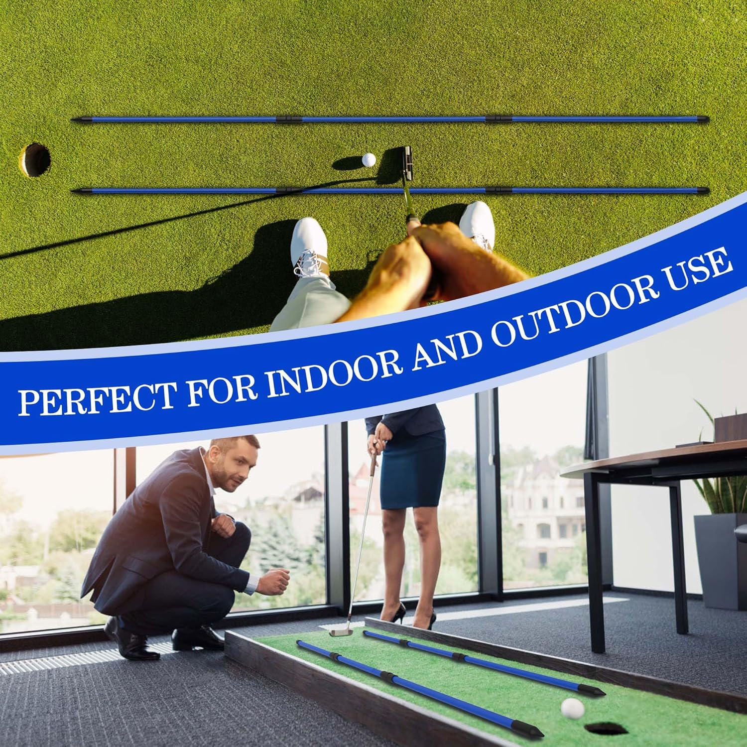 Golf Alignment Sticks 2 Pack,Upgraded 48" Collapsible Alignment Stick Golf  Aid for Aiming, Putting, Swing Trainer, Golf  Sticks with Clear Tube Case