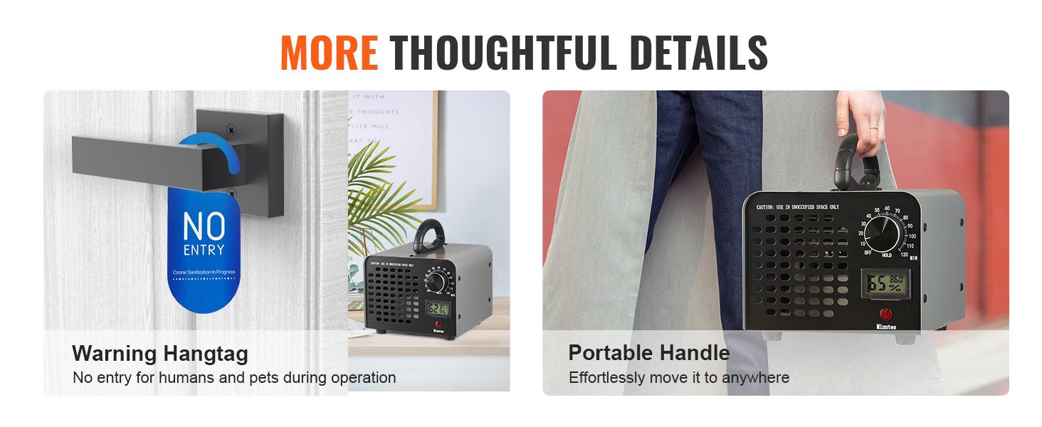 VEVOR Ozone Generator, 36000mg/h Ozone Machine Odor Remover, High Capacity Commercial/Industrial Ozone Generator Machine, Home Air Ionizers Deodorizer with 0-120 min Time Setting for Rooms, Cars, Pets