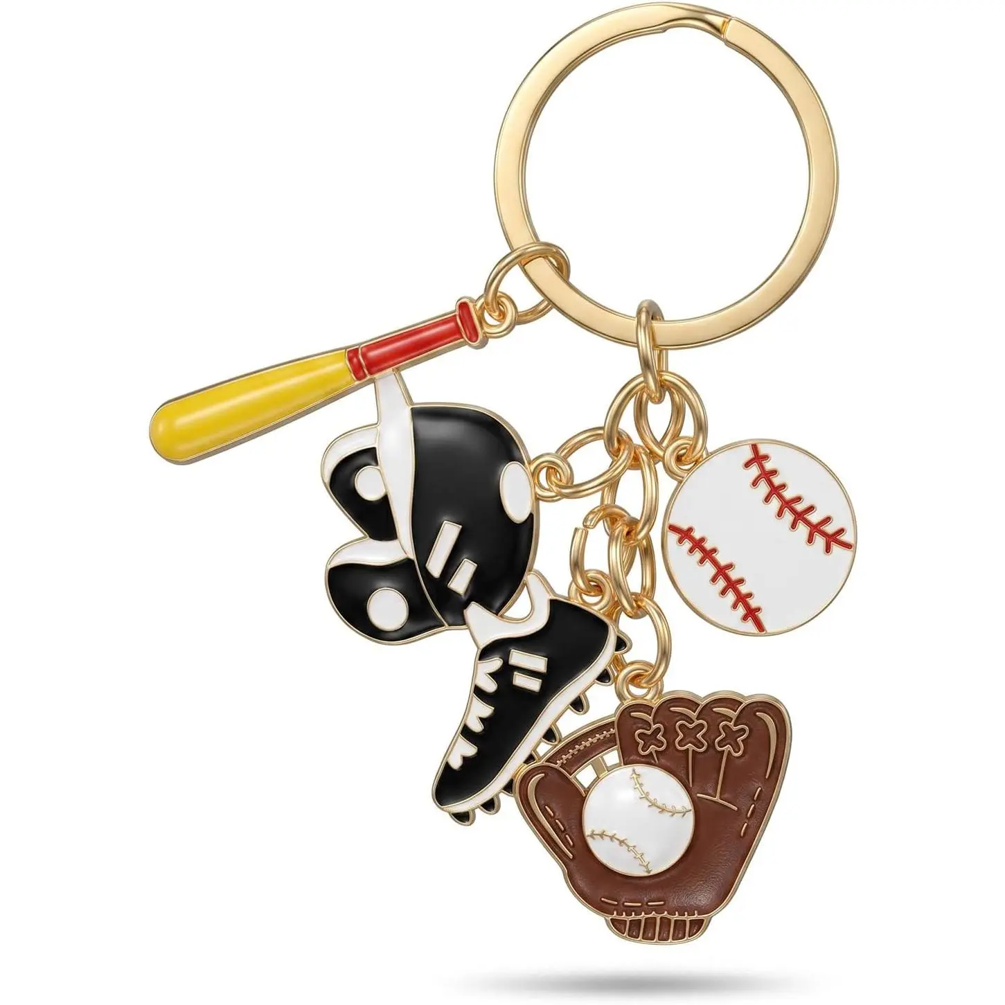 Baseball Keychains Multi-  Baseball Basketball Football Soccer Ball Glove & Bat Key Chains  Bag Charms for Men, Women
