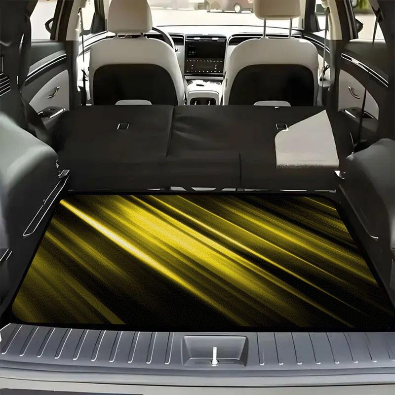 1 PC Yellow Light Speed Cool and Stylish Personalized Sports Car Trunk Pad, Dirt and Wear Resistant and Easy to Clean Interior Protection Trunk Pad, Durable Polyester Floor Pad, Car Trunk Pad.