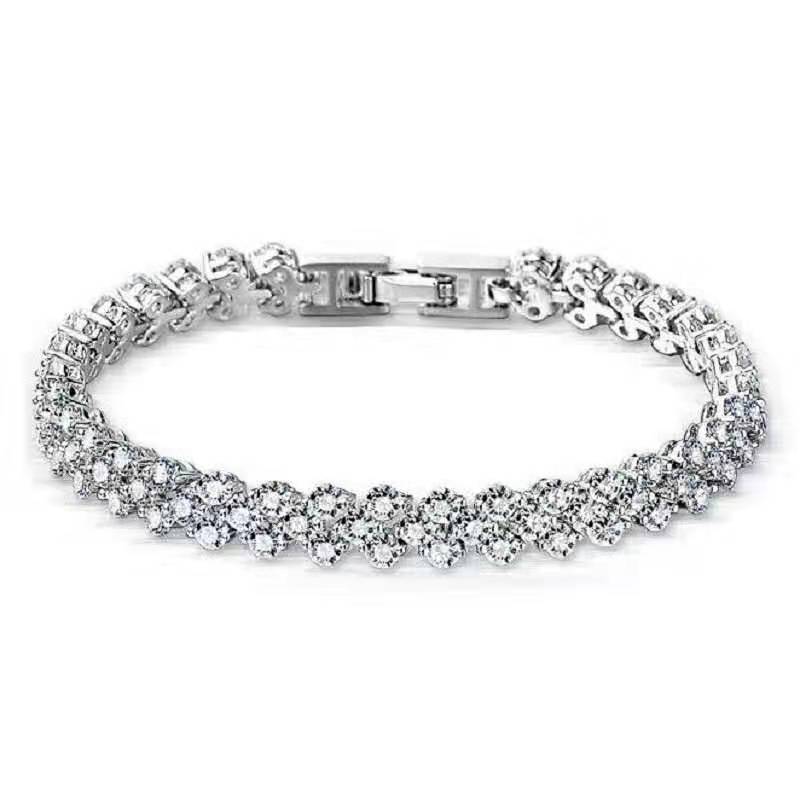 Fashionable Roman Zircon Bracelet, Exquisite Luxury Crystal Bracelet for Trendy Women, Pearl Gift