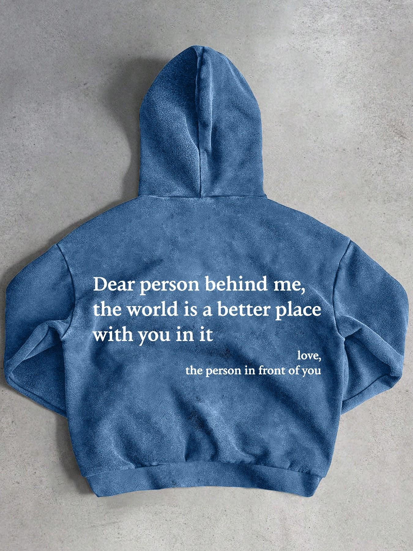 "You are enough." Inspirational slogan for men's retro-style washed hooded sweatshirt, fashionable and trendy casual hoodie.