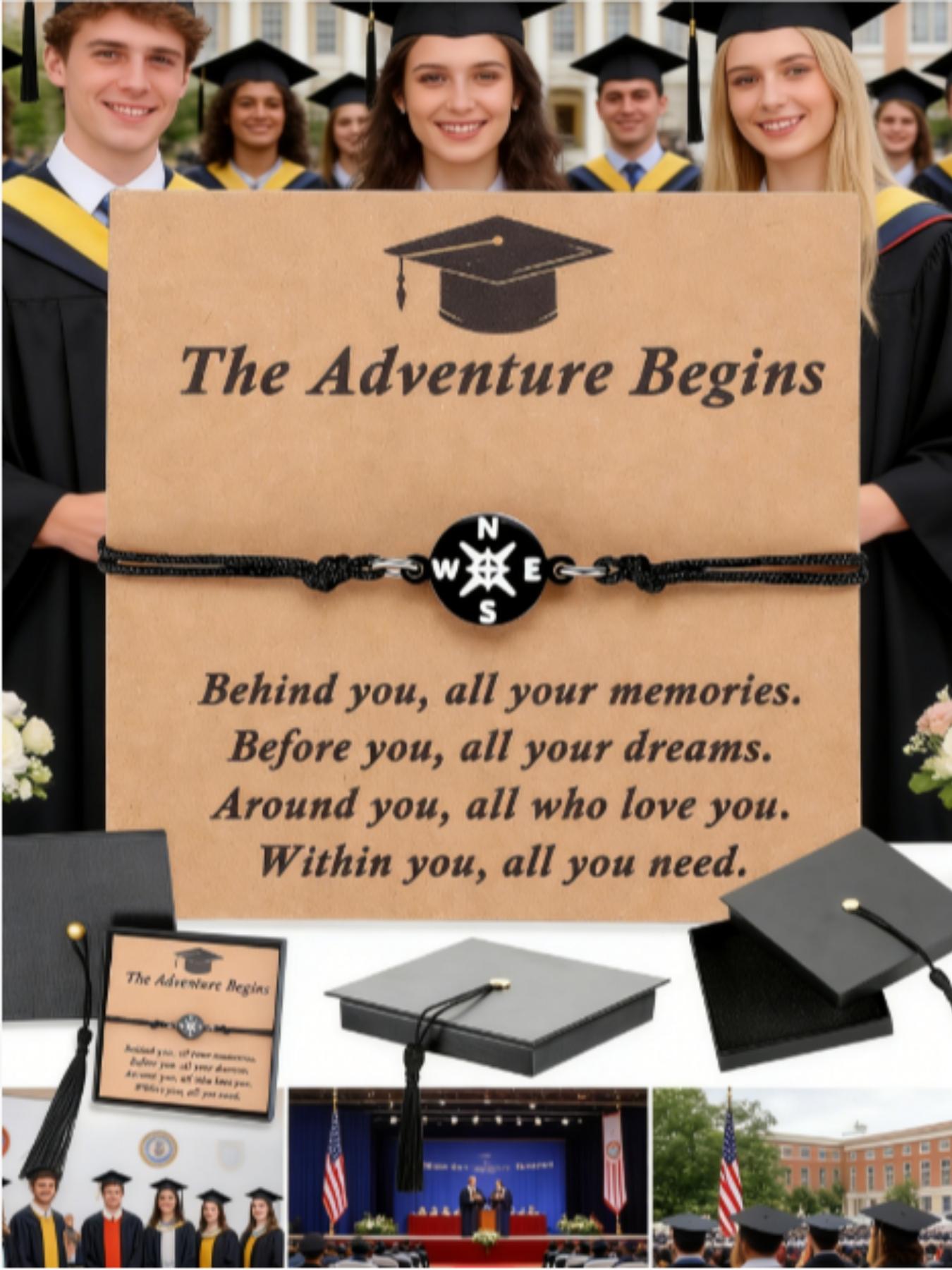 Graduation Gifts for Her Him Kindergarten Class of 2026 Cool High School College Graduation Gift 5th 8th Grade Teen Girl Boy Bracelet Women Jewelry Cards Middle School Nurse Senior Daughter Student Adjustable Cuffs