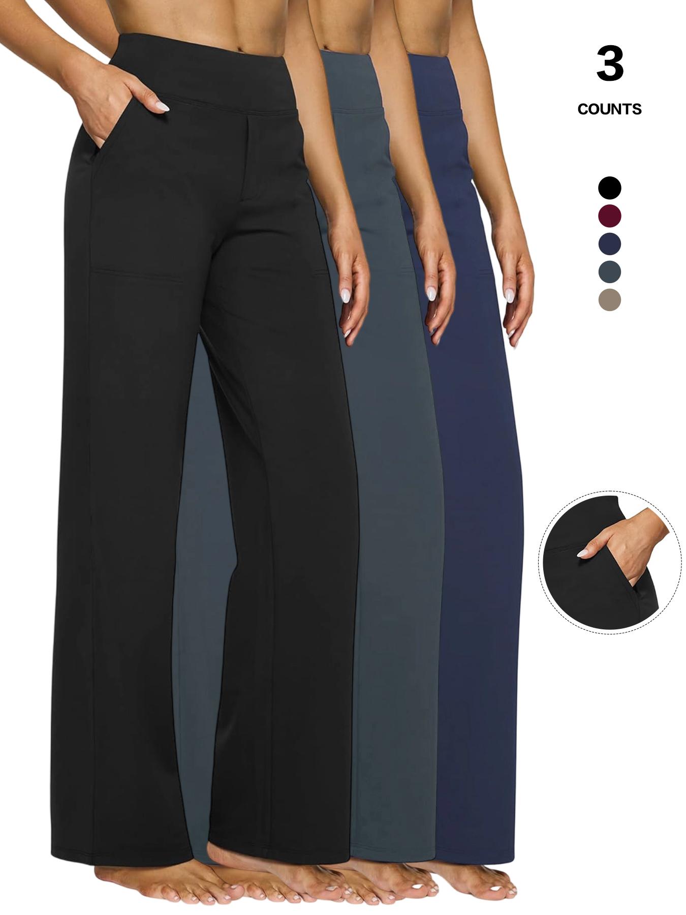2026 Women's Casual Business Dress Pants, Stretchy High Waist Wide Leg Trousers, Work Office Wear with Pockets, Stylish & Comfortable, Casual Fashion Pants