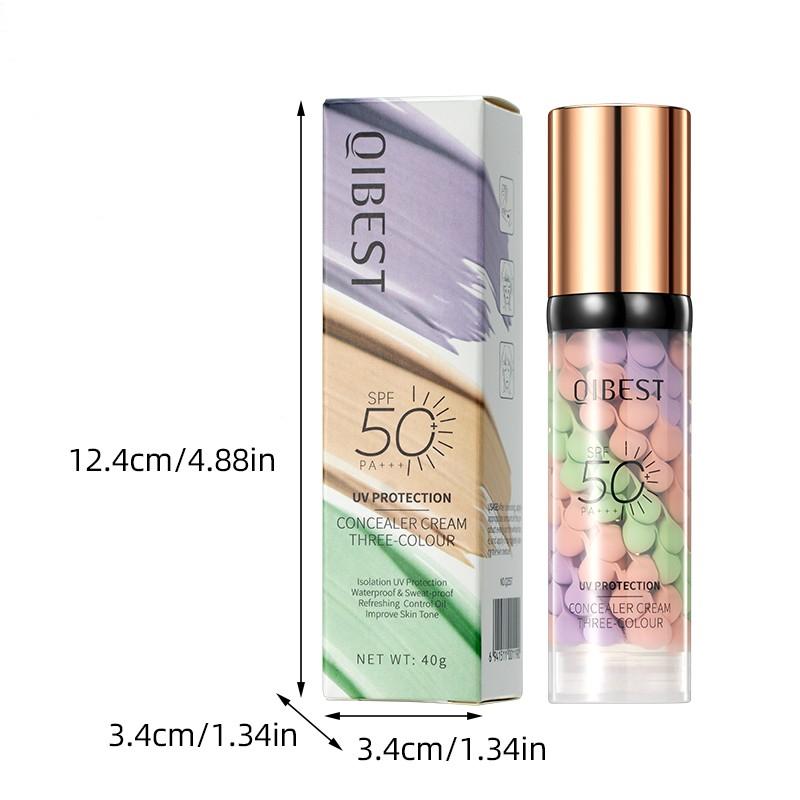 2-Pack Tricolor Protective Primer, Brightening Oil-Control Moisturizer, SPF 50, Waterproof Sweatproof, 3-In-1 Color Corrector Makeup Base
