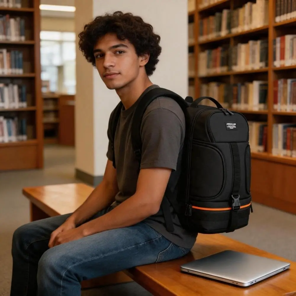 One backpack for your DSLR and laptop. This large capacity outdoor camera backpack is made of durable Oxford cloth. Protects your gear on hikes or city shoots.