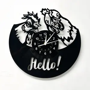 Rooster Theme Vinyl Wall Clock, Silent Clock for Living Room, Kitchen, Bedroom, Home Decor, Room Decoration, Gift Idea