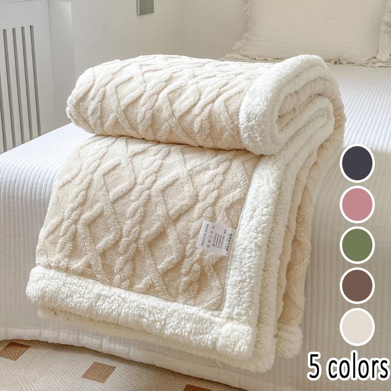 Diamond-Patterned Thickened Shearling Multi-Functional Blanket Soft and cozy double-layer winter blanket, bedspread, bedroom and restful sleep, Christmas gift, holiday gift Warm Blanket