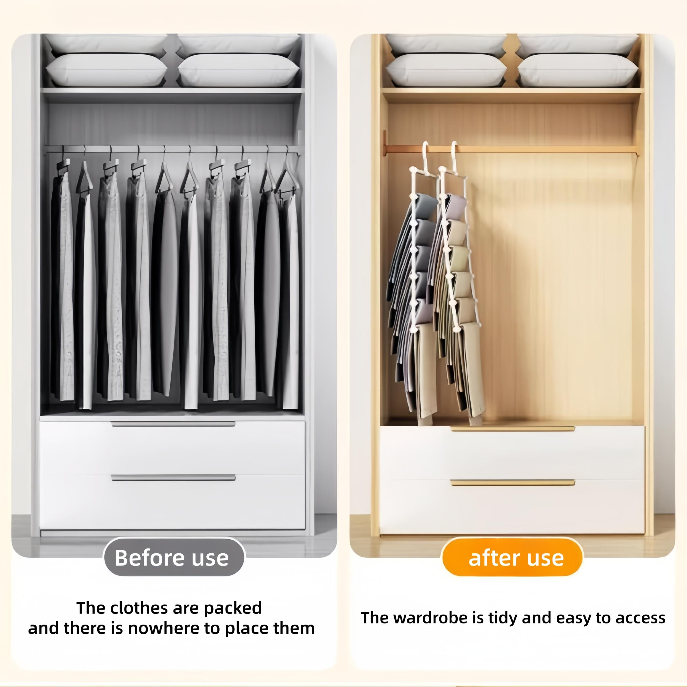 Multifunctional Closet Organizer Rack, 7-Tier Cloud Ladder Pants Hanger, Foldable Seamless Pant Hook, Compatible with Pants/ties/bedding/towels