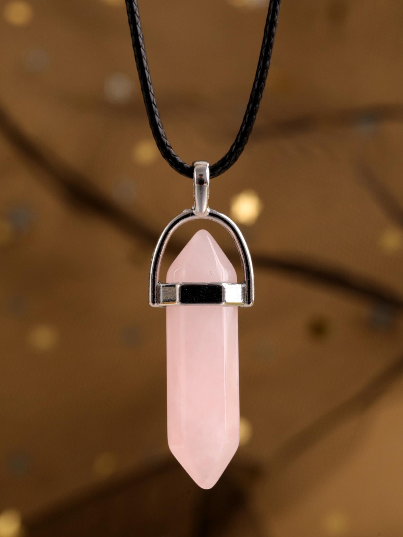 3pcs Natural Crystal Set, Rose Quartz Necklace Set, Women's Quartz Pendant Jewelry, Spiritual Energy, Birthday Gift, Holiday Gift