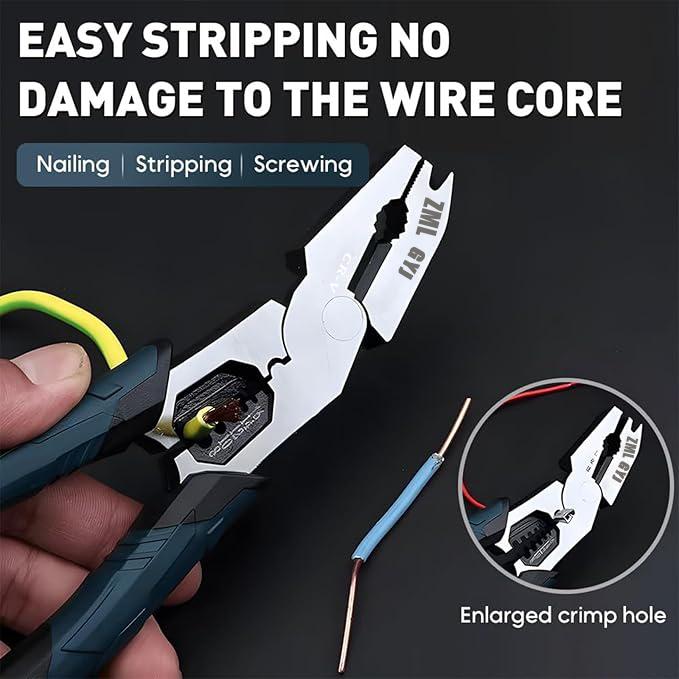 ZML 6-in-1 Multi-Function Wire Stripper Pliers CR-V Steel Diagonal Cutters for Nails Electrical Cables Special Tools with Adjustable Cutting Depth and Sharp Blades - Hardware Wirecutters Wirepliers