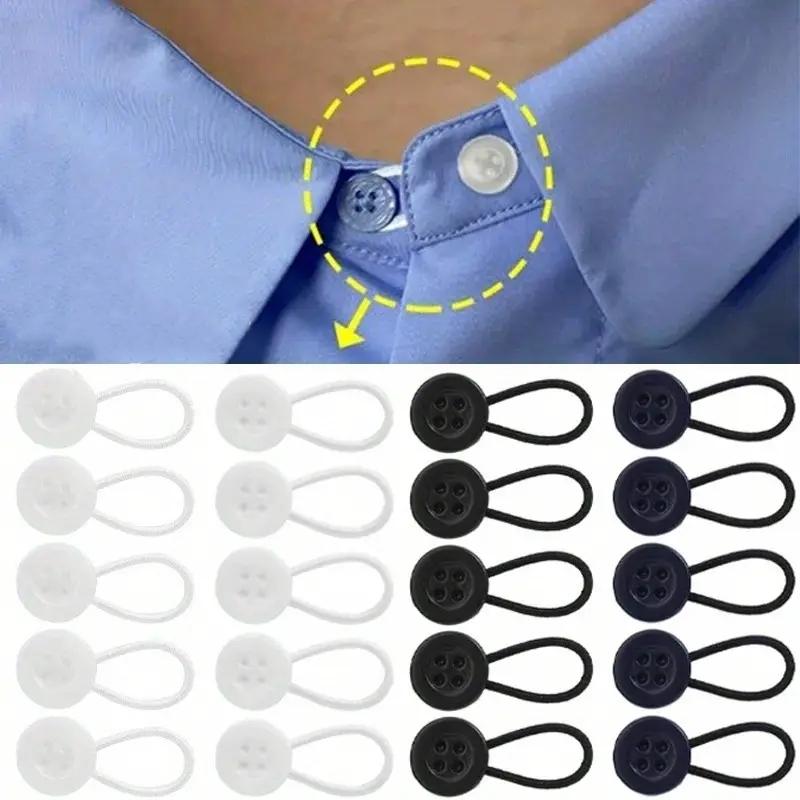 Adjustable Elastic Waist Buttons, No Nail No Sew Detachable Cuff Collar Shirt Extenders, Unisex Stretch Buckles for Pants