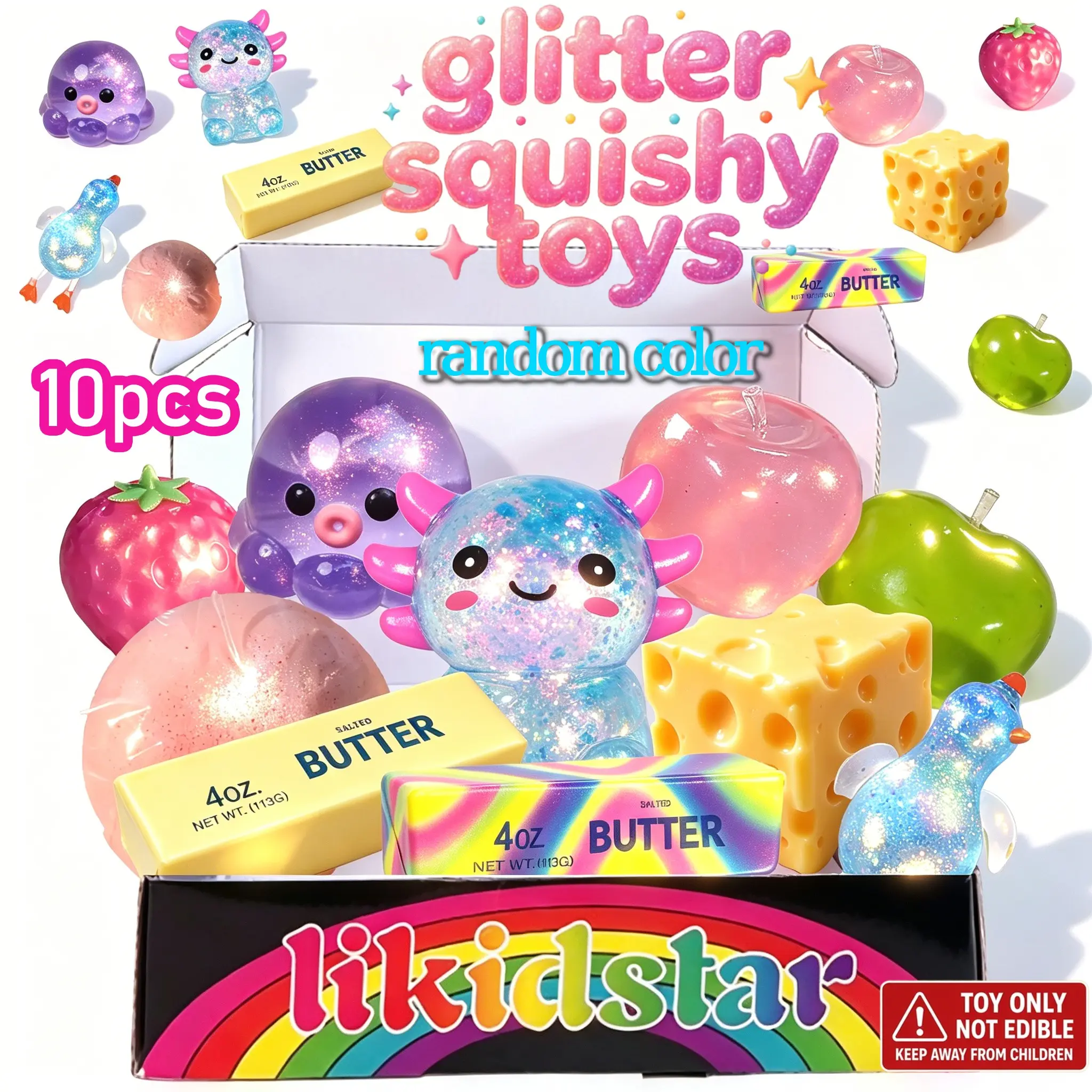 10pcs Slow Rise Play Dough Set, Random Stress Relief Toys, Sensory Kit, Creative Slow Bounce Toys, Party Gifts, Various Styles, Slow Rising Squishy