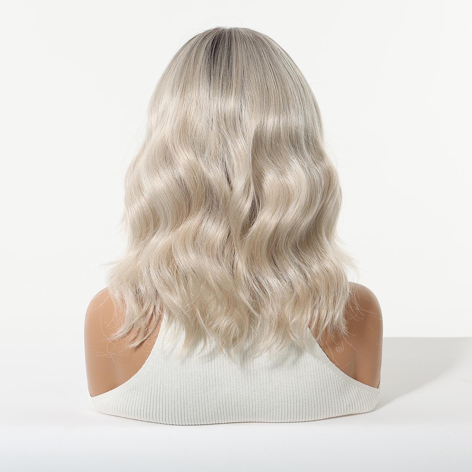 Topshe 13*6 No Glue Lace Front Wig, Dark Root Gradual Blonde Curl Short Hair, Natural Hairline, Heat Resistant, Comfortable, Easy to Wear