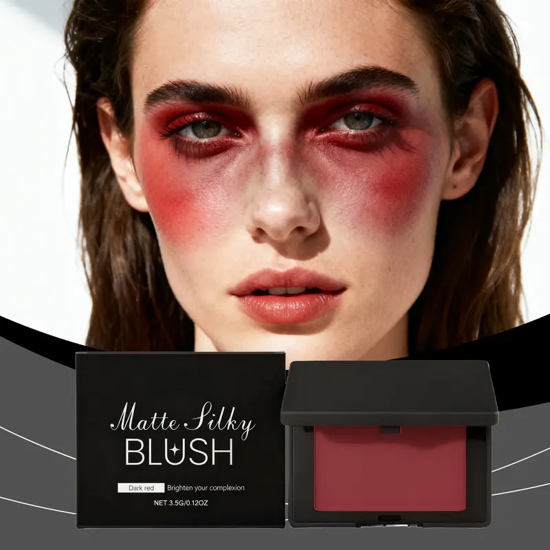 Creamy Matte Dark Blush,Velvety Smooth Buildable Color No Fallout Daily Cheek Makeup