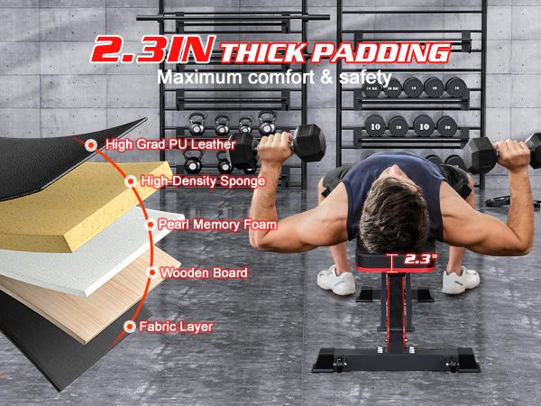 Weight Bench of 1200LB Capacity, Heavy-duty Workout Bench for Home Gym, Extra Headrest Strength Training Bench Press for Full Body Workout, Perfect Christmast Gift for Him