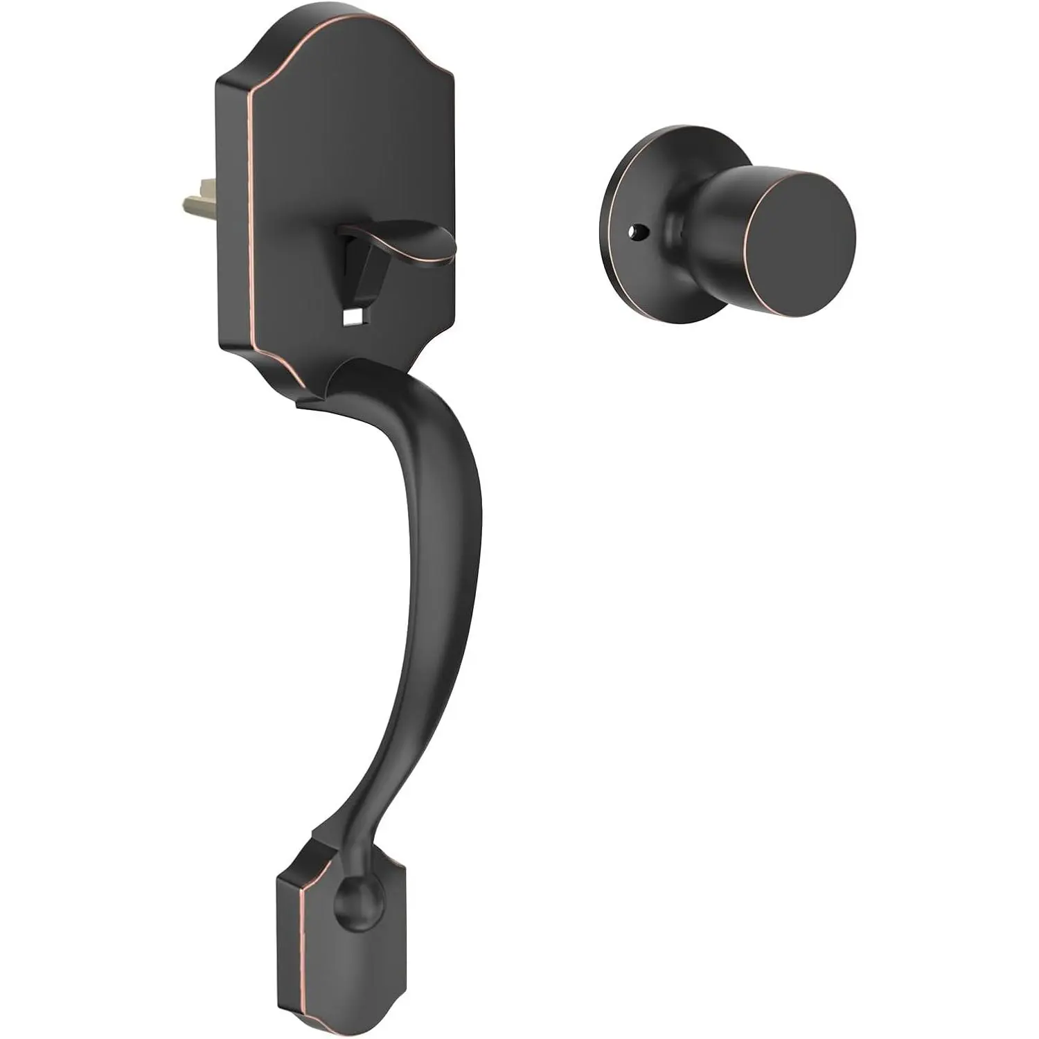 Front Door Handle Set, Exterior Door Handle with Door Knob, No Lock, Entry Door Handleset for Right & Left-Handed Doors, Oil Rubbed Bronze