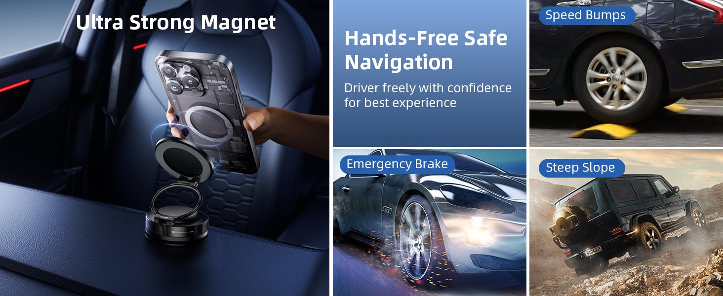 Portble Phone hoder,For MagSafe Car Mount 360° Rotation Magnetic Adjustable Dashboard Windshield Vacuum Suction Bracket Foldable Stand for iPhone 16e 16 Pro 15 Plus 14 13 Portble Phone hoder,For MagSafe Car Mount 360° Rotation Magnetic Adjustable Dashboard Windshield Vacuum Suction Bracket Foldable Stand for iPhone 16e 16 Pro 15 Plus 14 13