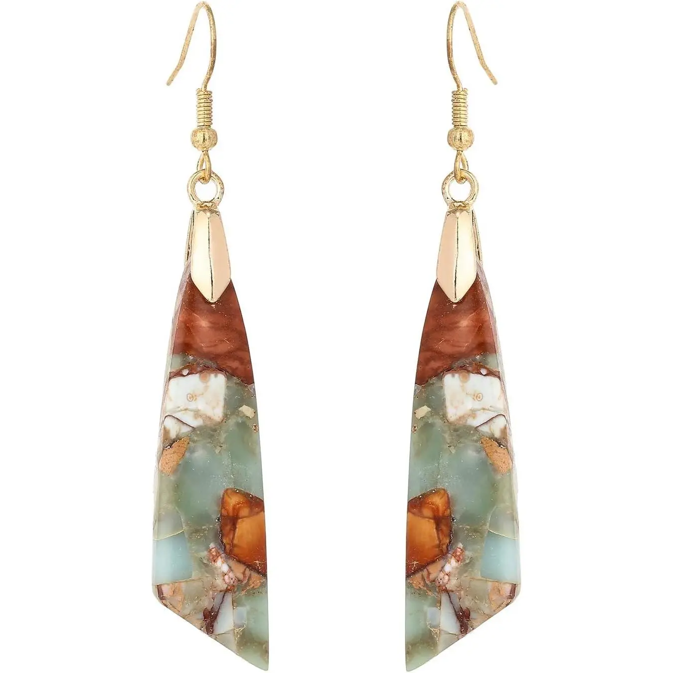 Boho Natural Jasper Stone Lightweight Dangle Earrings for Women