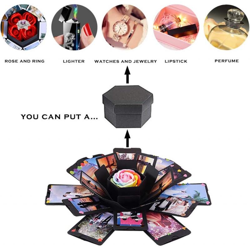 Explosion Box DIY Gift - Handmade Explosion Album Mother's Day Gift, 6-Panel Gift Box, Gift Box Design, Love Memories, Scrapbook, Photo Box, Ideal for Birthday Gifts, Weddings, or Valentine's Day Surprise Box