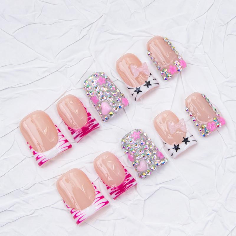 Nailssbysheccid, 10pcs-Y2K press on nails, duck nails, 100%handmade, with French, 3D, smudt, hand-drawn designs, perfect for family dinners, dates, weddings, and the best gift for girls! Jelly gel, crystal sticks and rolling sticks are given as gifts. Nailssbysheccid, 10pcs-Y2K press on nails, duck nails, 100%handmade, with French, 3D, smudt, hand-drawn designs, perfect for family dinners, dates, weddings, and the best gift for girls! Jelly gel, crystal sticks and rolling sticks are given as gifts.