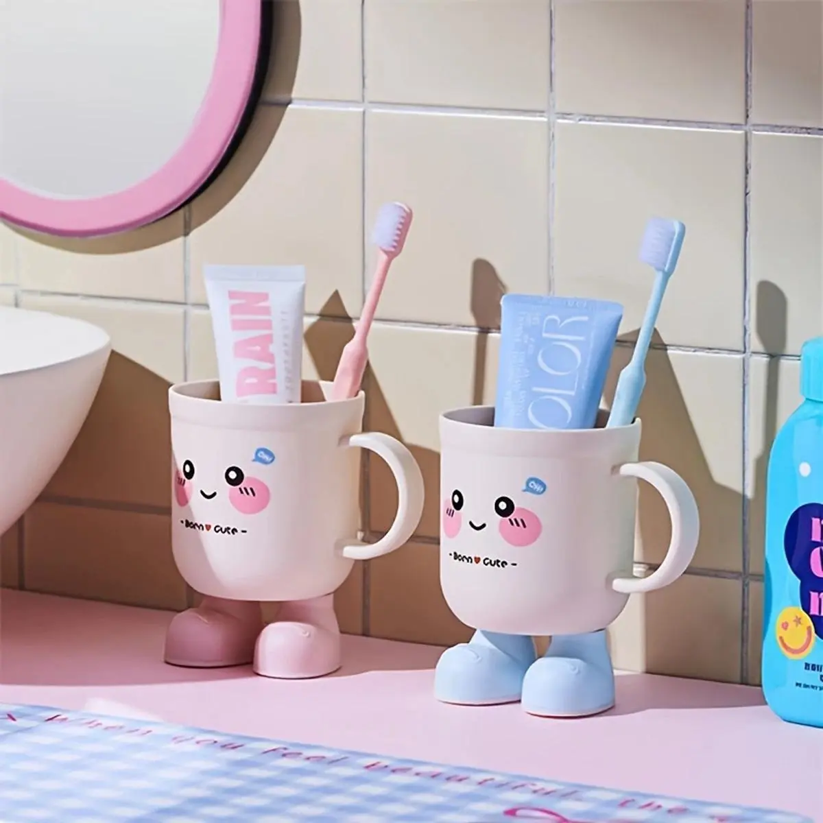 1PCS Adorable Cartoon Toothbrush Cup | Household Toothbrush Holder for Students, Couples' Toothbrush Cup, Home Mouthwash Cups