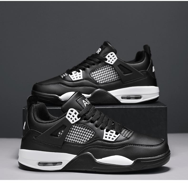 Breathable Leather Mesh Sport Shoes, Shock Absorption, Anti-Slip Sole, Unisex Basketball Shoes, Outdoor & Skateboarding Shoes