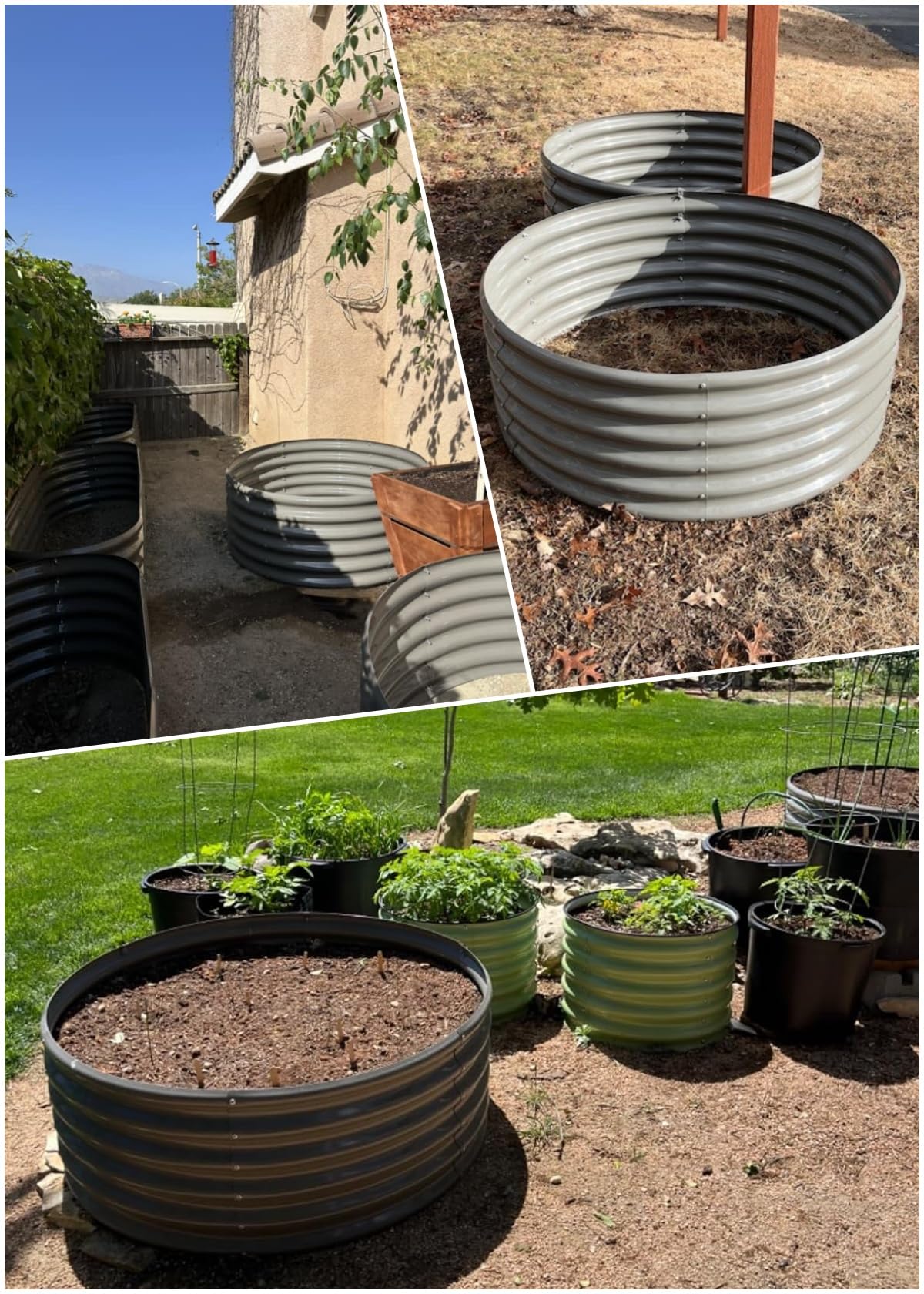 A Anleolife 2 Pack 48"x48"x18" Round Galvanized Metal Raised Garden Beds, Anti-Rust & Easy-Setup Outdoor Veggie