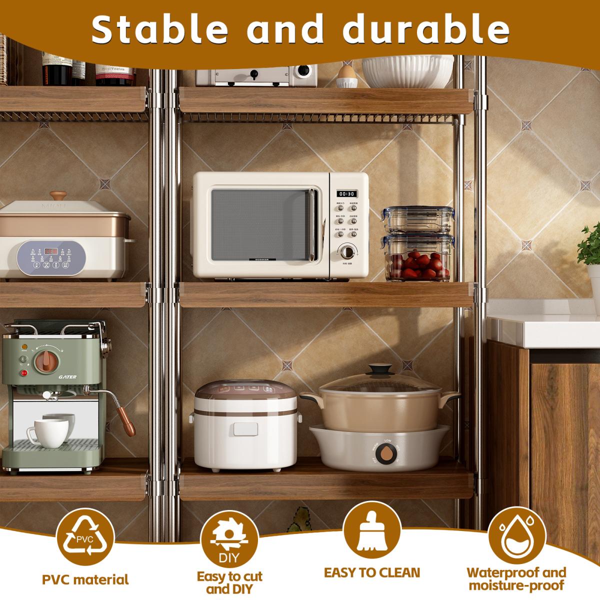 (24 INCH) 5 Pcs Wire Shelf Covers, Foamed PVC Wire Rack Covers for Removable Closet (Not Wood), Pantry Shelves for Cabinet Bathroom Kitchen Shelving Decoration ( WALNUT Color )