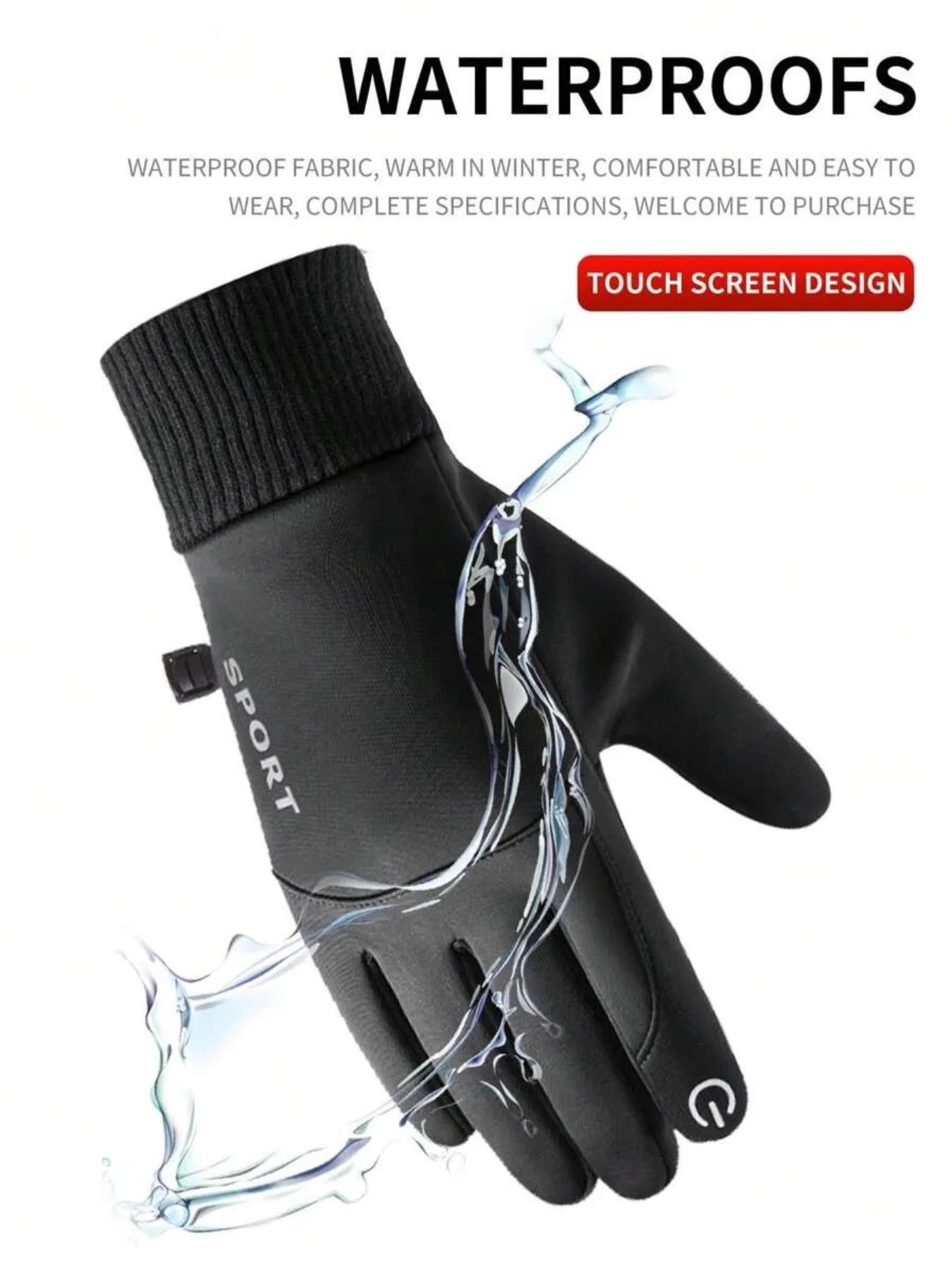 Men's Polyester Fleece Lined Gloves, Waterproof Windproof Touchscreen Compatible, Ideal for Skiing Cycling Motorcycle Outdoor Sports Motorbike Gloves