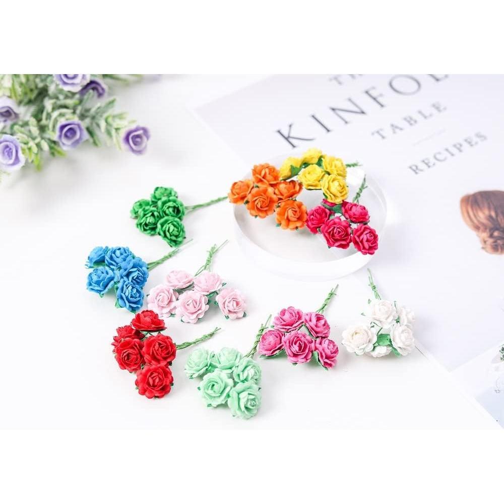 Mini Heart Petals Mulberry Paper Roses 18mm, 50 count Paper  for Crafts, Scrapbooking, Card Making, Wedding Decoration, DIY Floral Embellishments (10 Colors)
