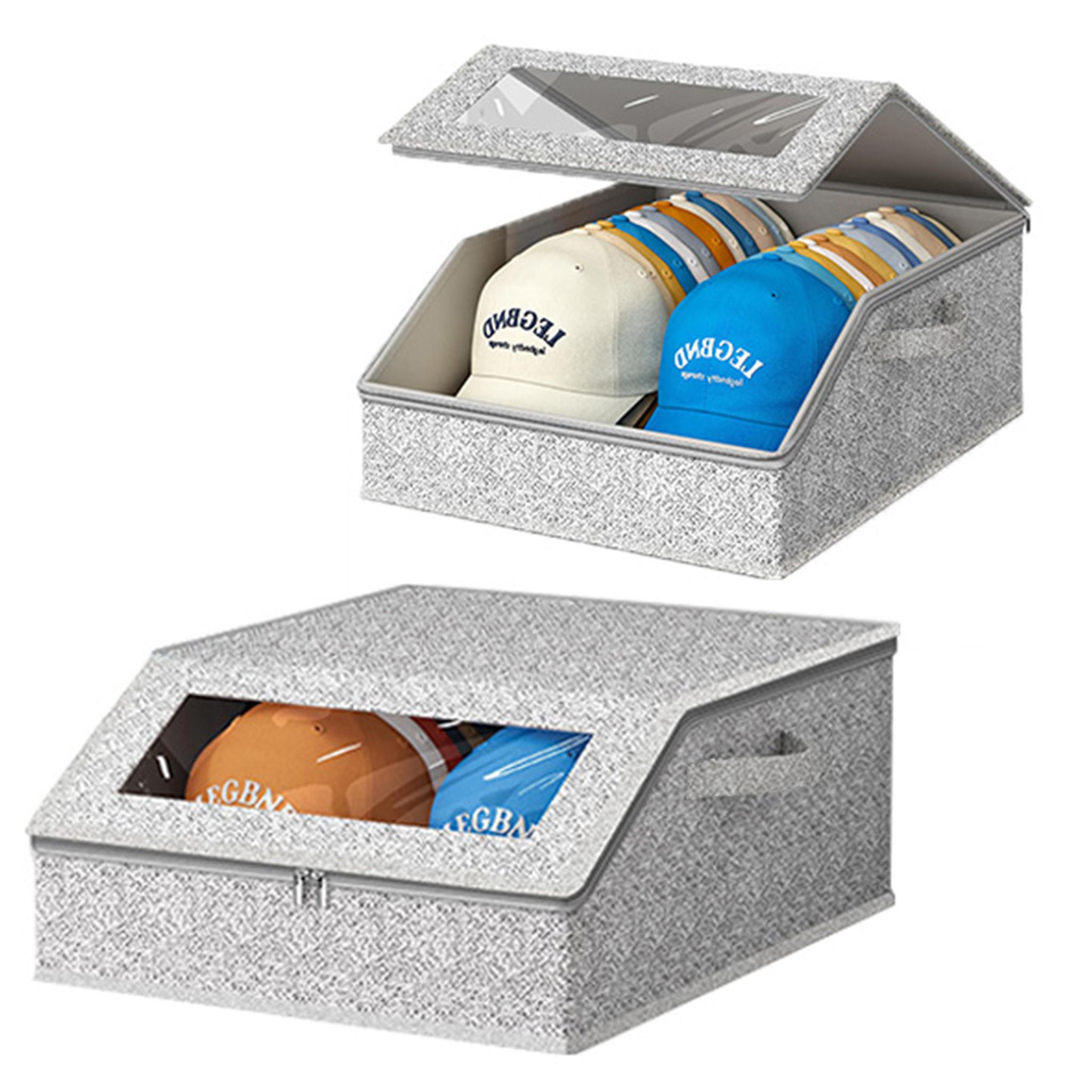 Large Baseball Cap Storage Box, Hat Organizer Rack, Foldable Transparent Window, Closet Accessories, Christmas Gift, Home Organization