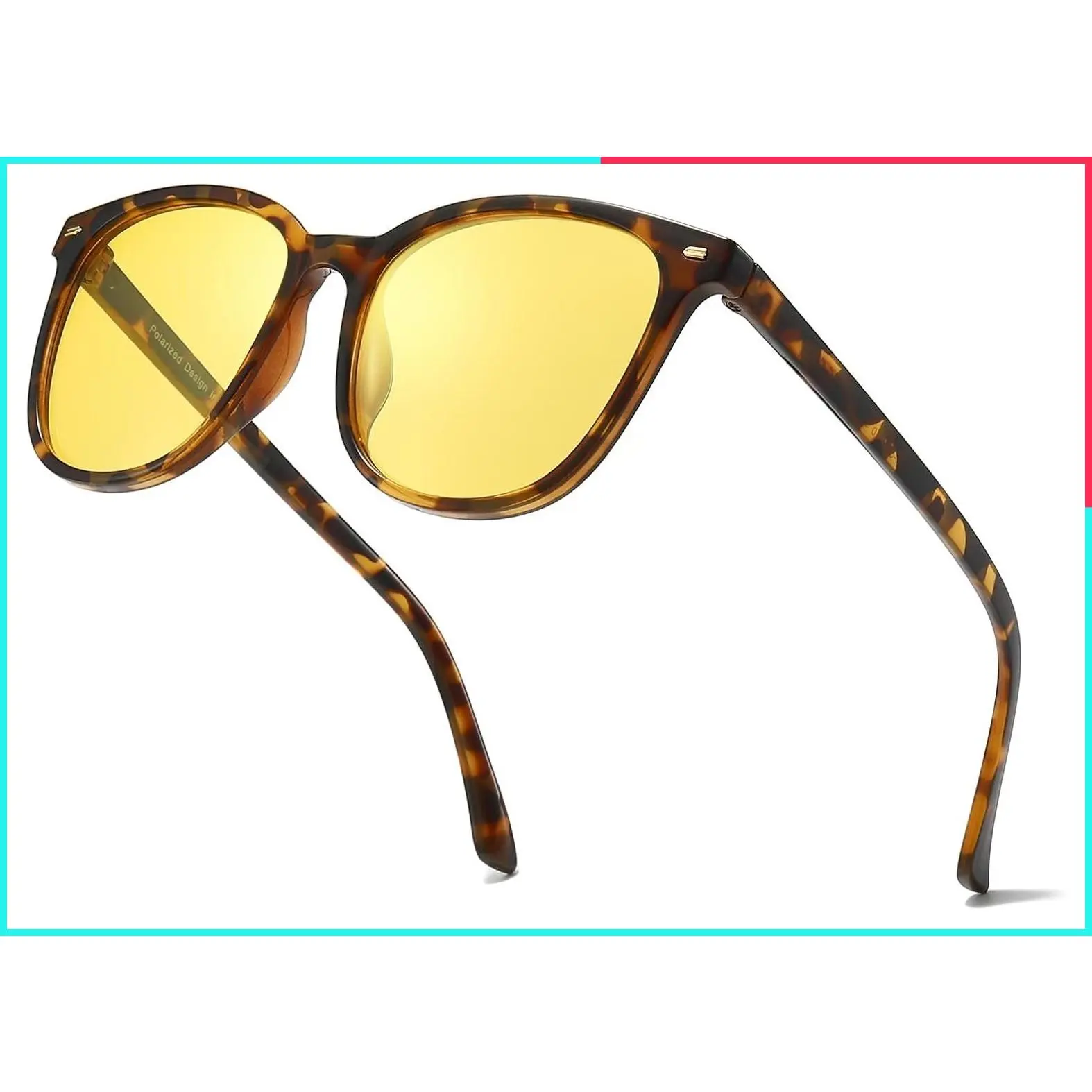 Polarized Night Vision Glasses for Women - Anti-Glare Yellow Lens, UV400 Protection, Enhanced Low Light Visibility, Lightweight Comfort Fit for Night Driving in Rain & Fog