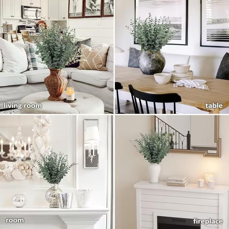 40 Pcs Artificial Eucalyptus Stems, UV Resistant Faux Greenery for Wedding Bouquets, Home Decor, Garden, and Floral Arrangements