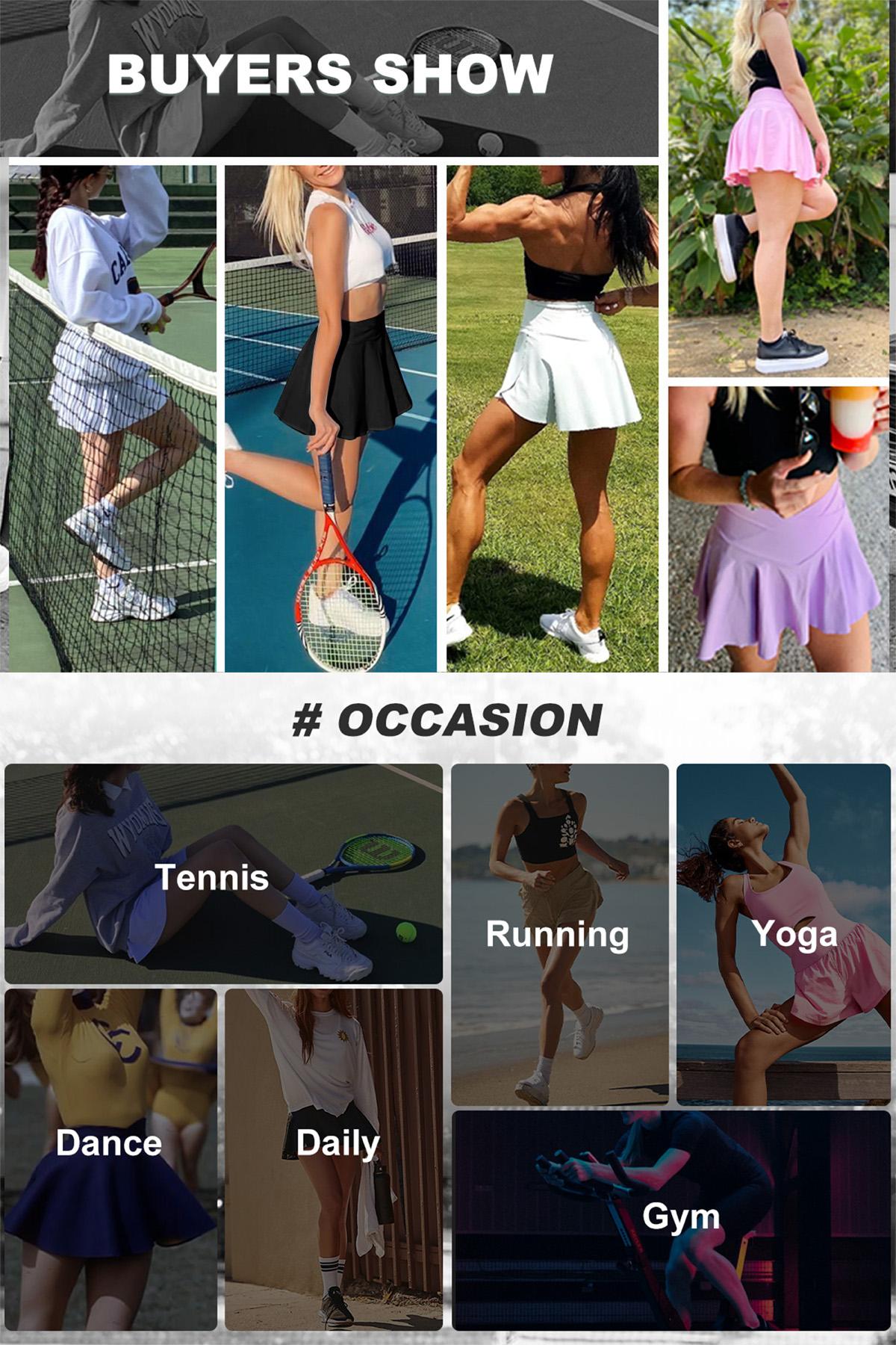 FireSwan Crossover Athletic Shorts for Women 2 in 1 Flowy Running Shorts with Pockets Spandex Butterfly Workout Tennis Skorts