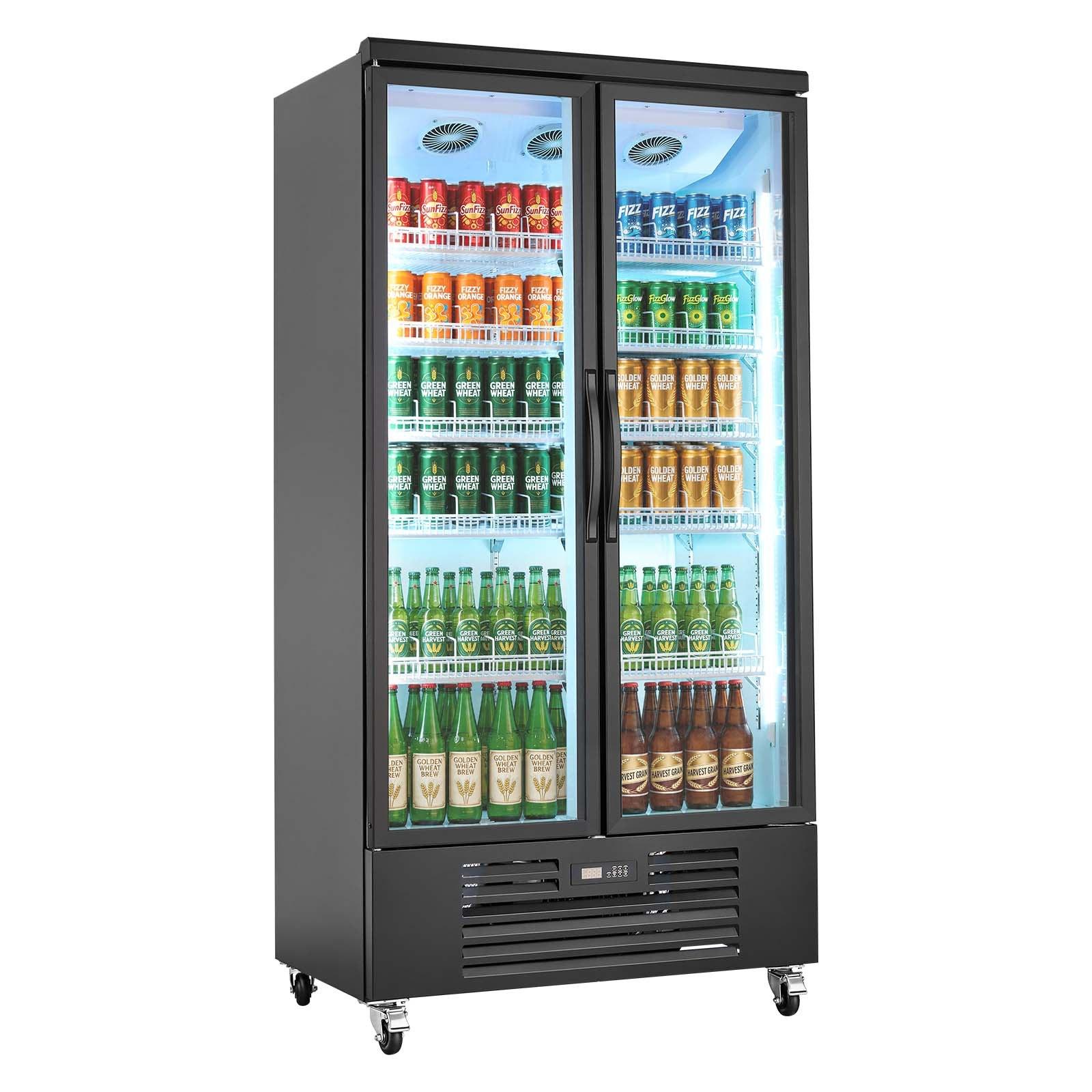VEVOR Commercial Merchandiser Refrigerator - 24.9 Cu. Ft/705L Upright Beverage Cooler with Glass Doors, 5 Adjustable Shelves, Soft LEDs, Casters, Upright Freezer for Bars, Supermarkets