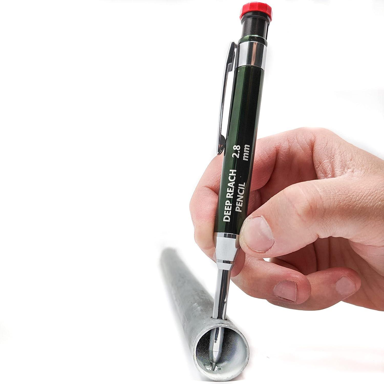 2.8 mm Deep  Metal Carpenter Pencil, 36 Refills, 6 Colors | 40 mm , 6 mm width, -in Sharpener, Construction, Shop, Glass, Machine, Indoor, and Outdoor